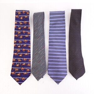 Lot of 4 Luxury Italian Silk Neck Ties Zegna Valentino Ferré Lederer de Paris